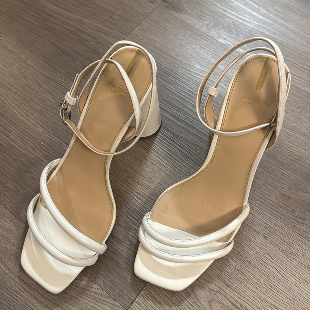 Sam Edelman Kia Block Heel Sandals in bright white leather. Size 11 - Picture 11 of 15
